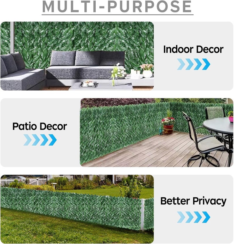 Skloopearg Artificial Ivy Privacy Fence Screen,39.4" X 118" UV-Anti Fake Leaves Plant Vine,Privacy Hedges Wall for Indoor Outdoor Garden Backyard Decor,Color Green Pineapple Leaves - Image 4